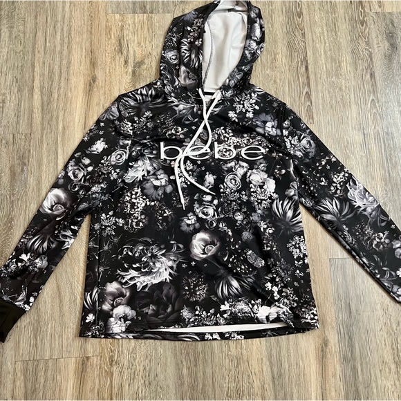Bebe Sport Black Floral Hoodie with Abstract Print - Picture 11 of 15